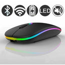 Mouse Sem Fio LED Preto – Bluetooth, USB, Bateria Longa