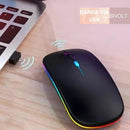 Mouse Sem Fio LED Preto – Bluetooth, USB, Bateria Longa