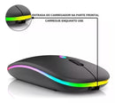 Mouse Sem Fio LED Preto – Bluetooth, USB, Bateria Longa