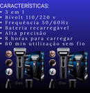 Aparador de Barba e Pelos Barbeador 3 em 1 Recarregável